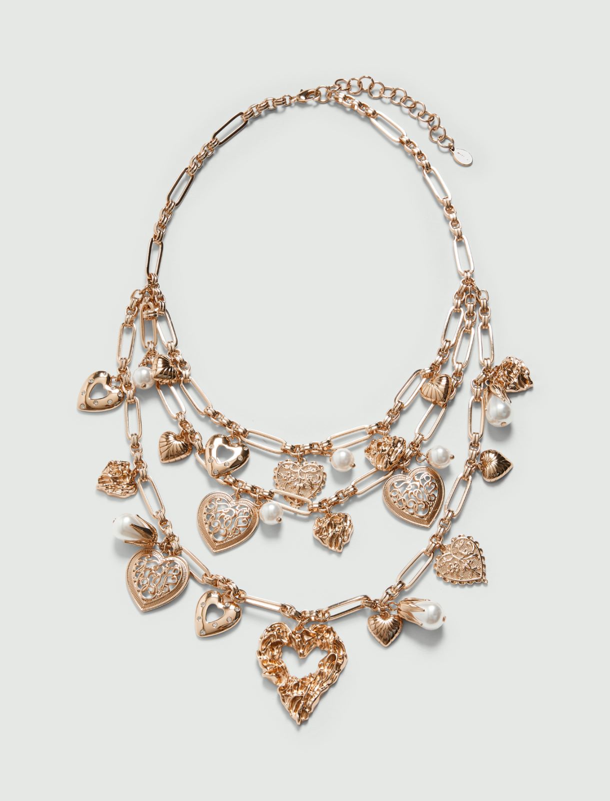 Heart and pearl-adorned multi-strand necklace - GOLD - Marella