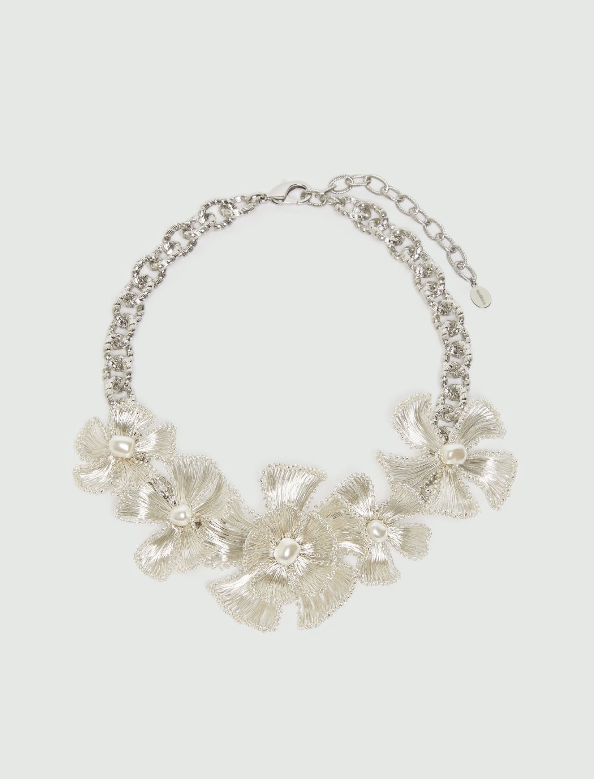 Choker necklace with crochet flower detail - SILVER - Marella