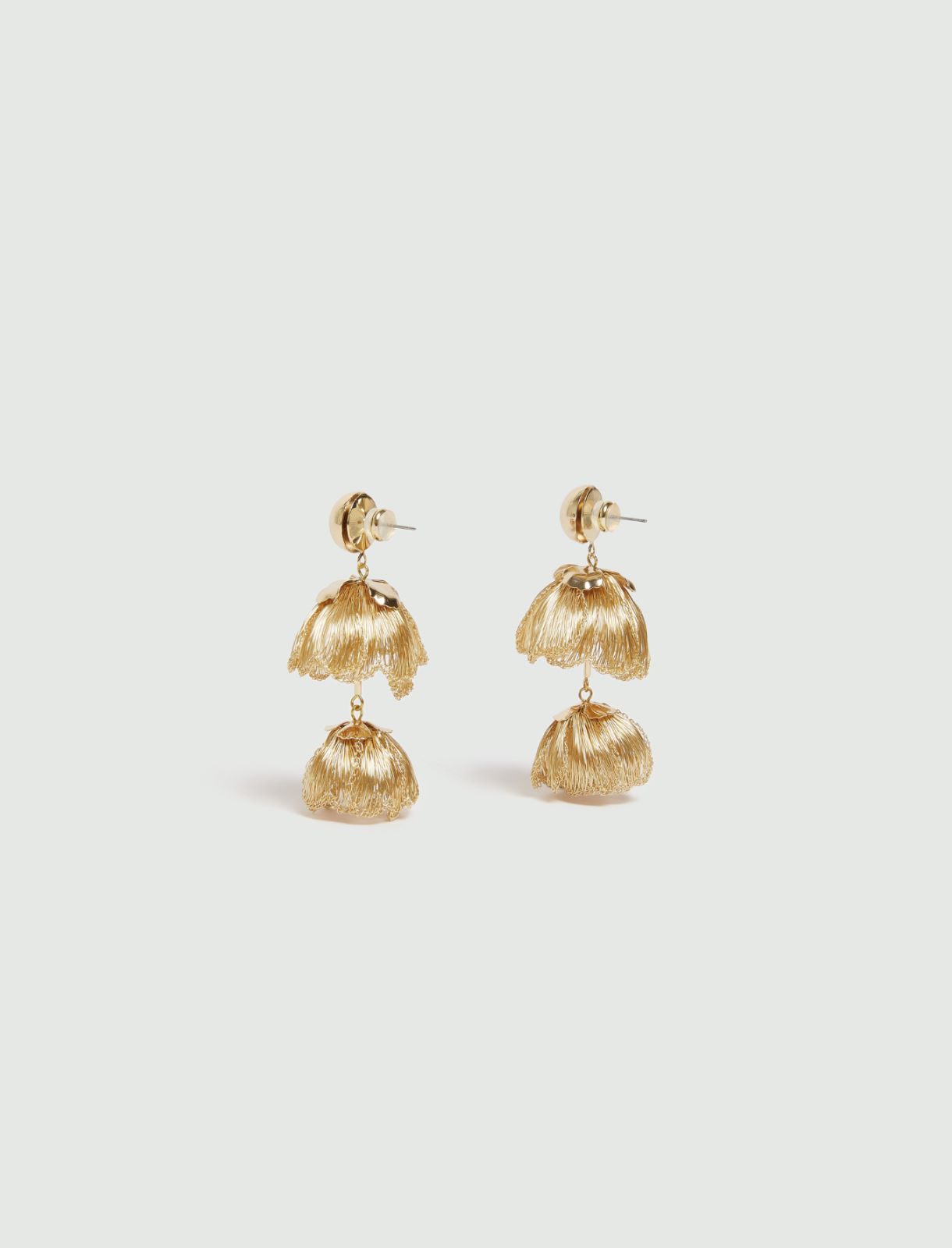 Drop earrings with crochet-knit bud detail - GOLD - Marella - 2