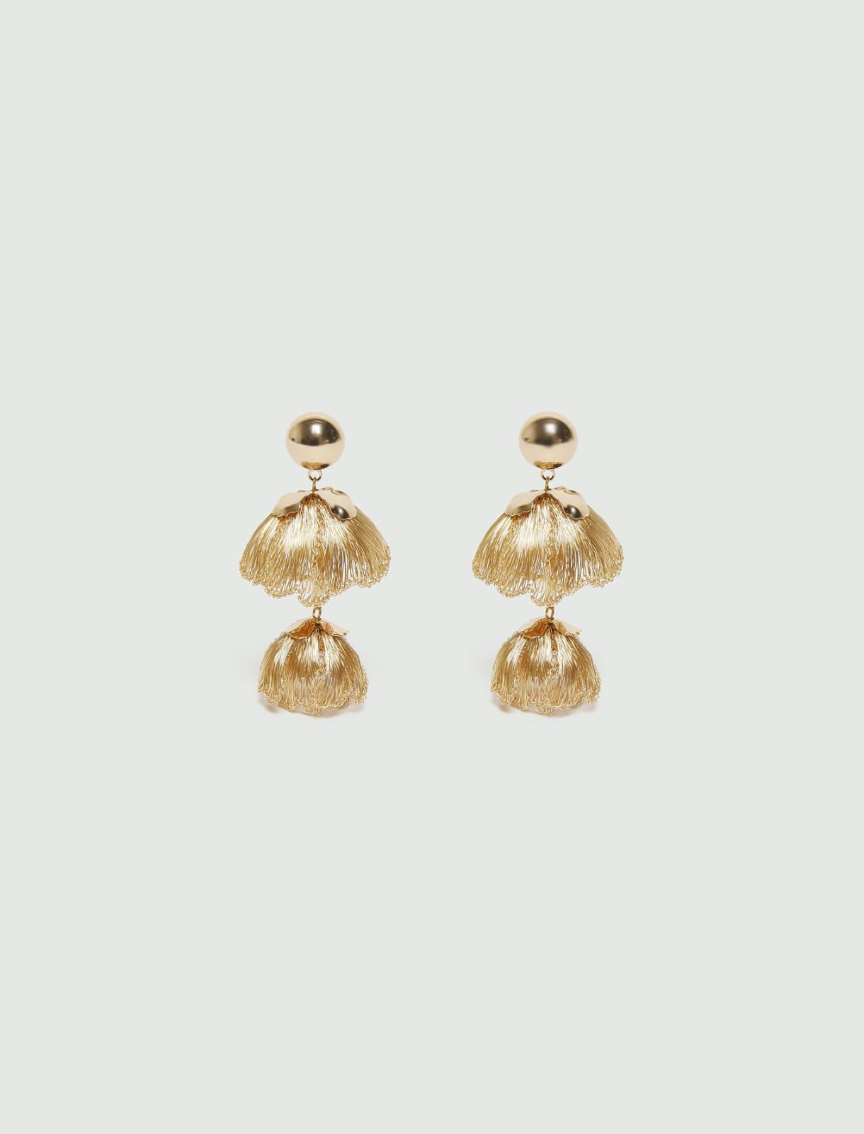 Drop earrings with crochet-knit bud detail - GOLD - Marella