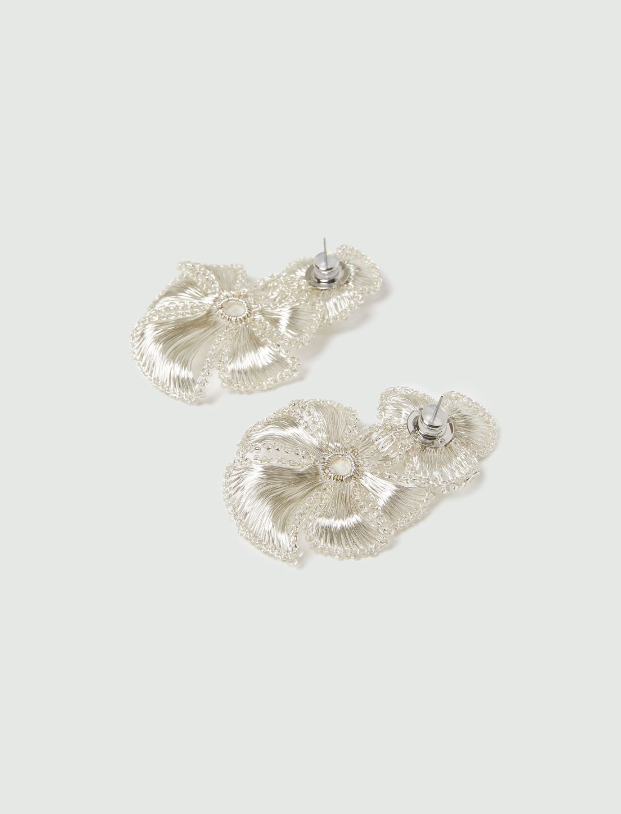 Metal earrings with crochet-knit flowers - SILVER - Marella - 2