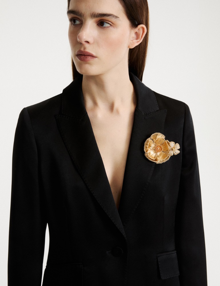 Brooch with crochet-knit metallic flowers - Marella