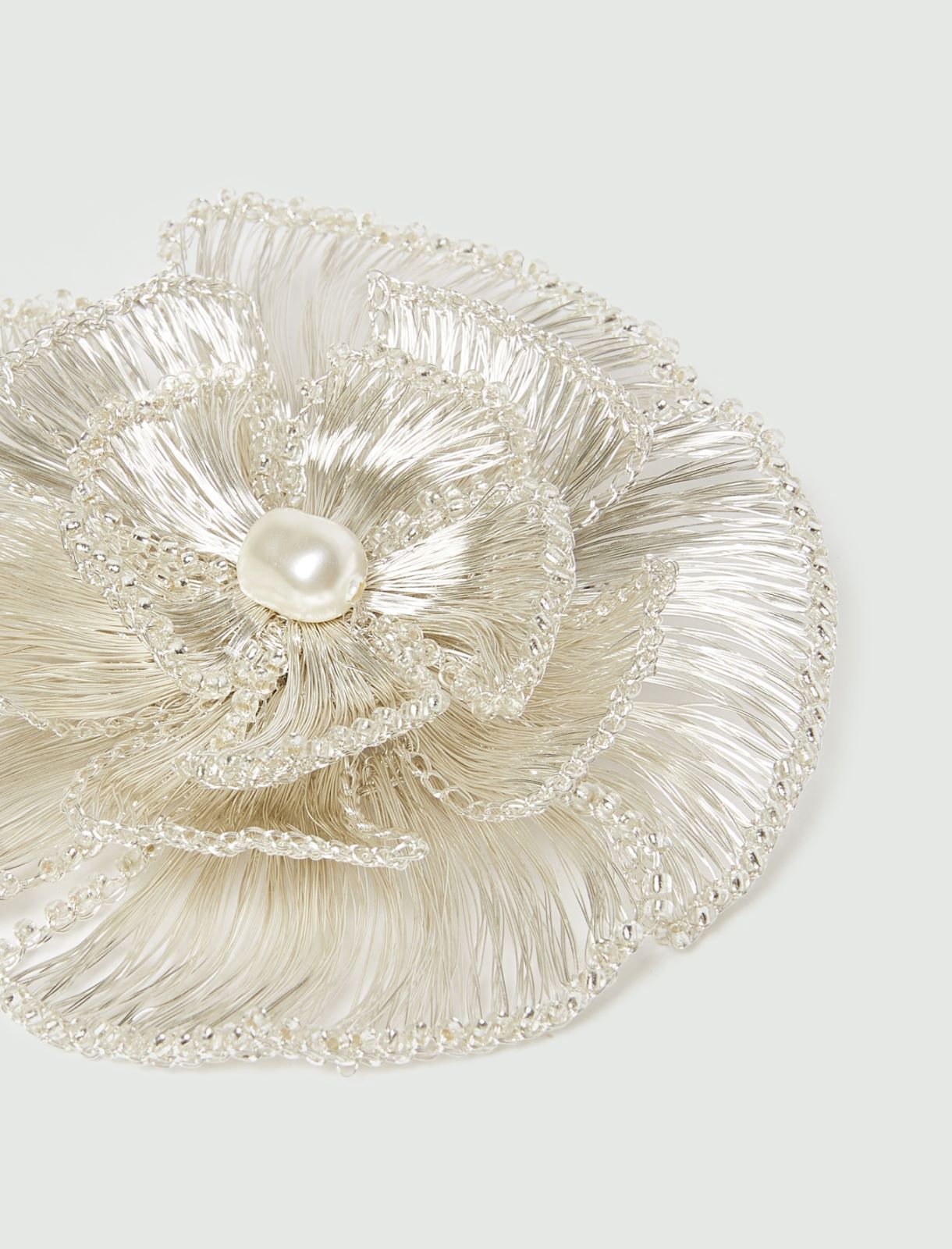 Beaded flower brooch - SILVER - Marella - 2