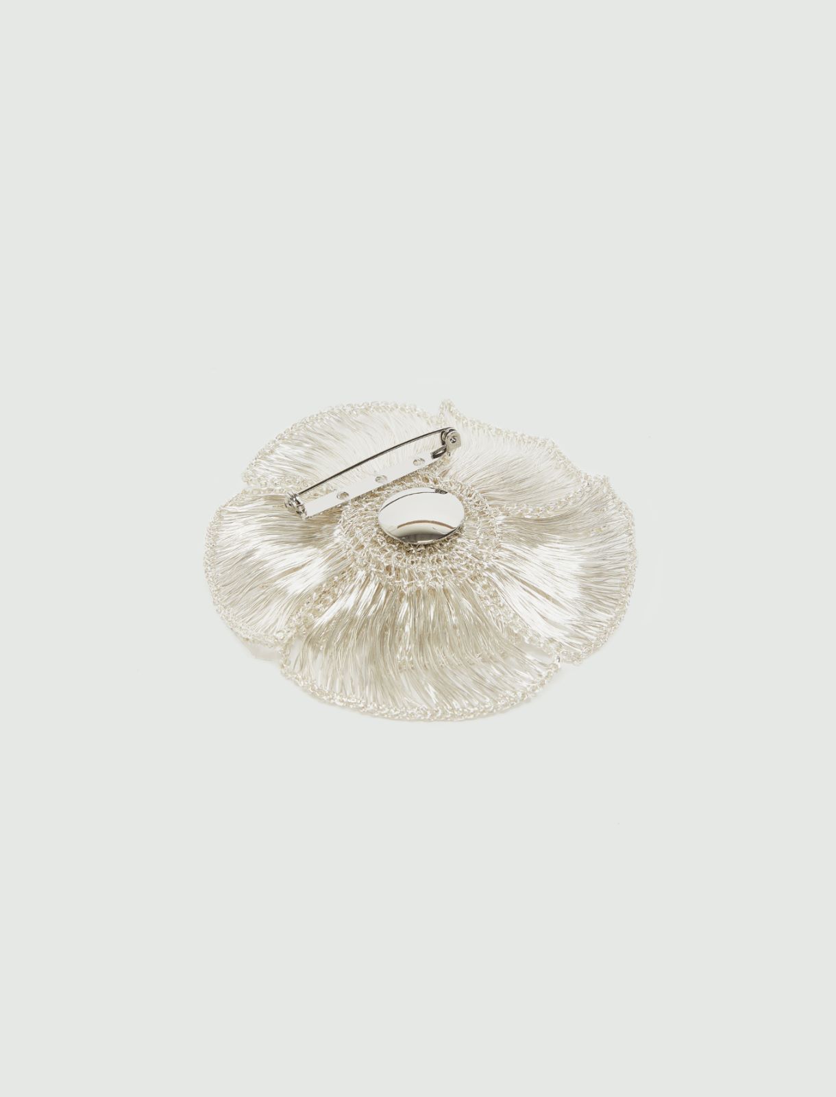 Beaded flower brooch - SILVER - Marella - 4
