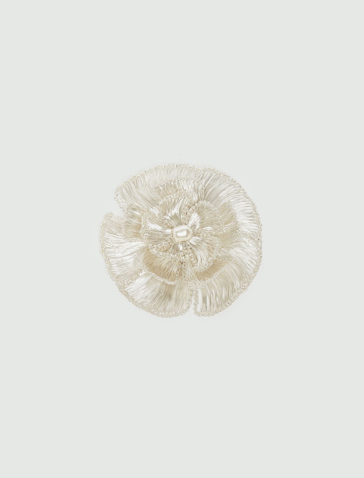 Beaded flower brooch - SILVER - Marella