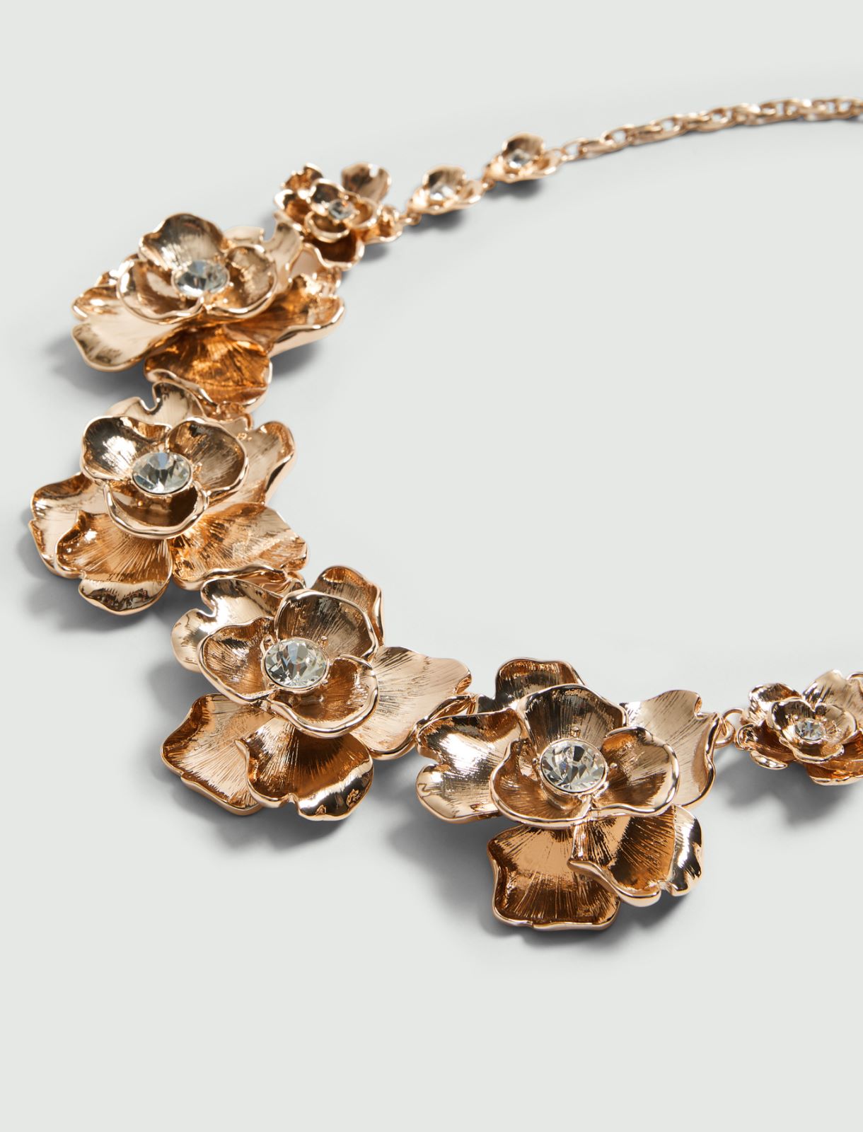 Rose and crystal-adorned rigid necklace - GOLD - Marella - 2