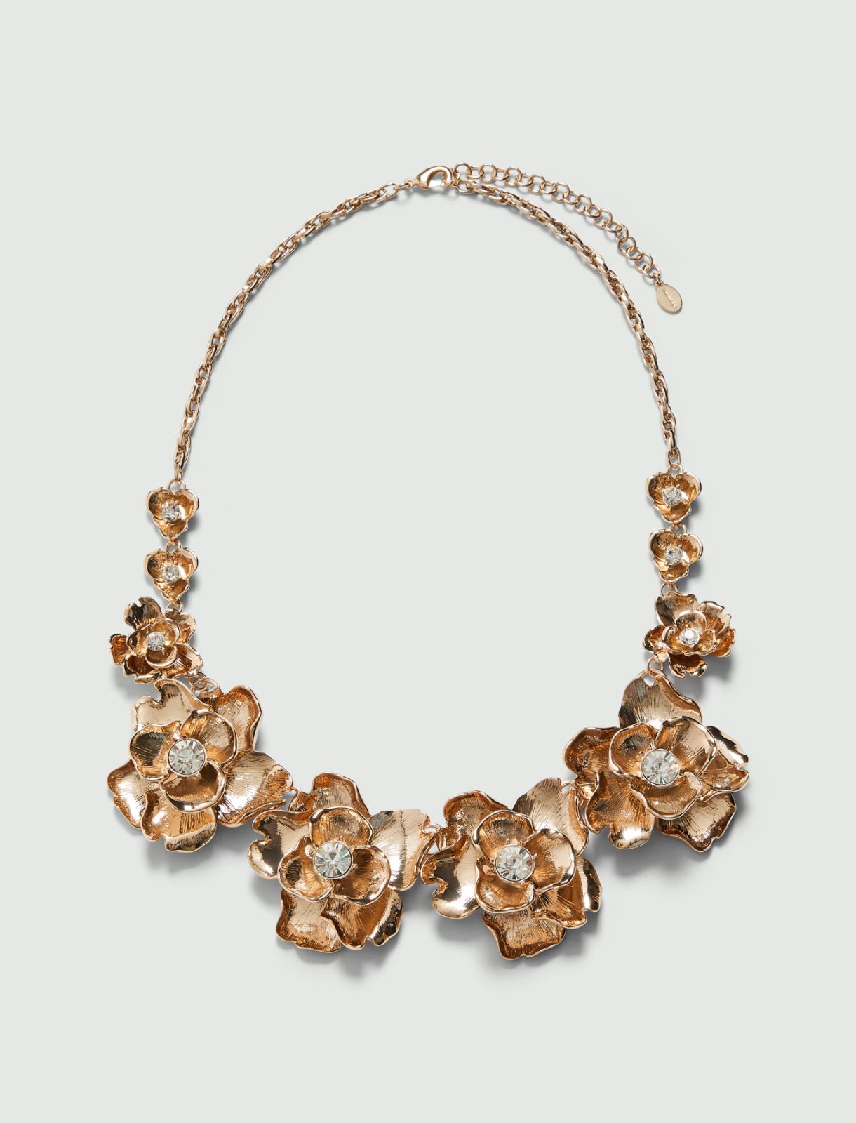 Rose and crystal-adorned rigid necklace - GOLD - Marella
