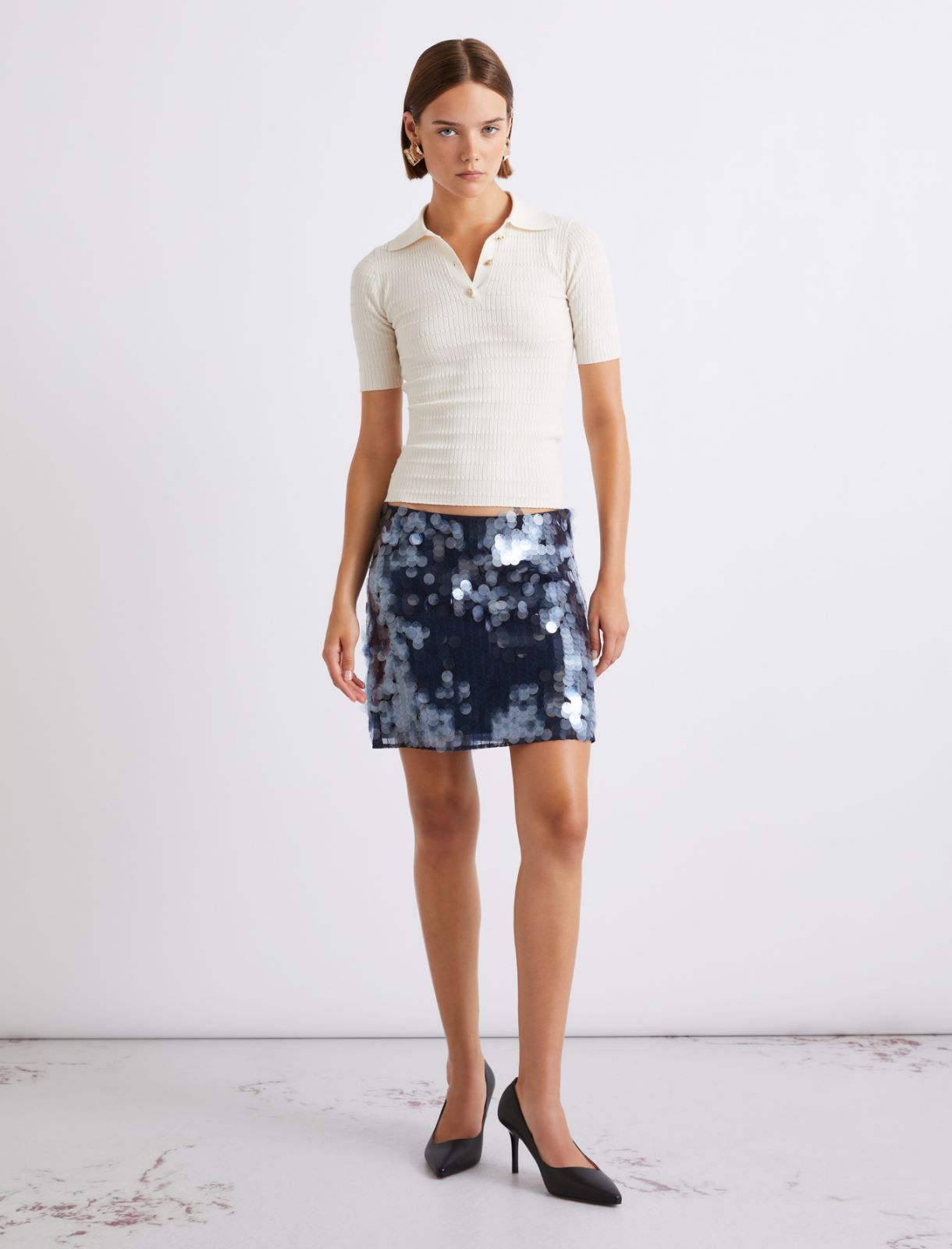 Short sequinned skirt - NAVY - Marella - 4
