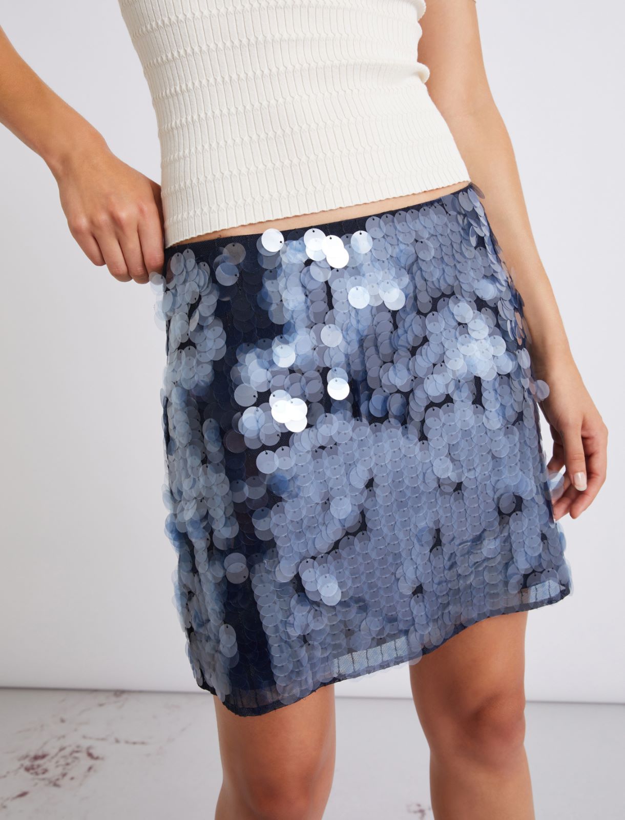 Short sequinned skirt - NAVY - Marella - 5