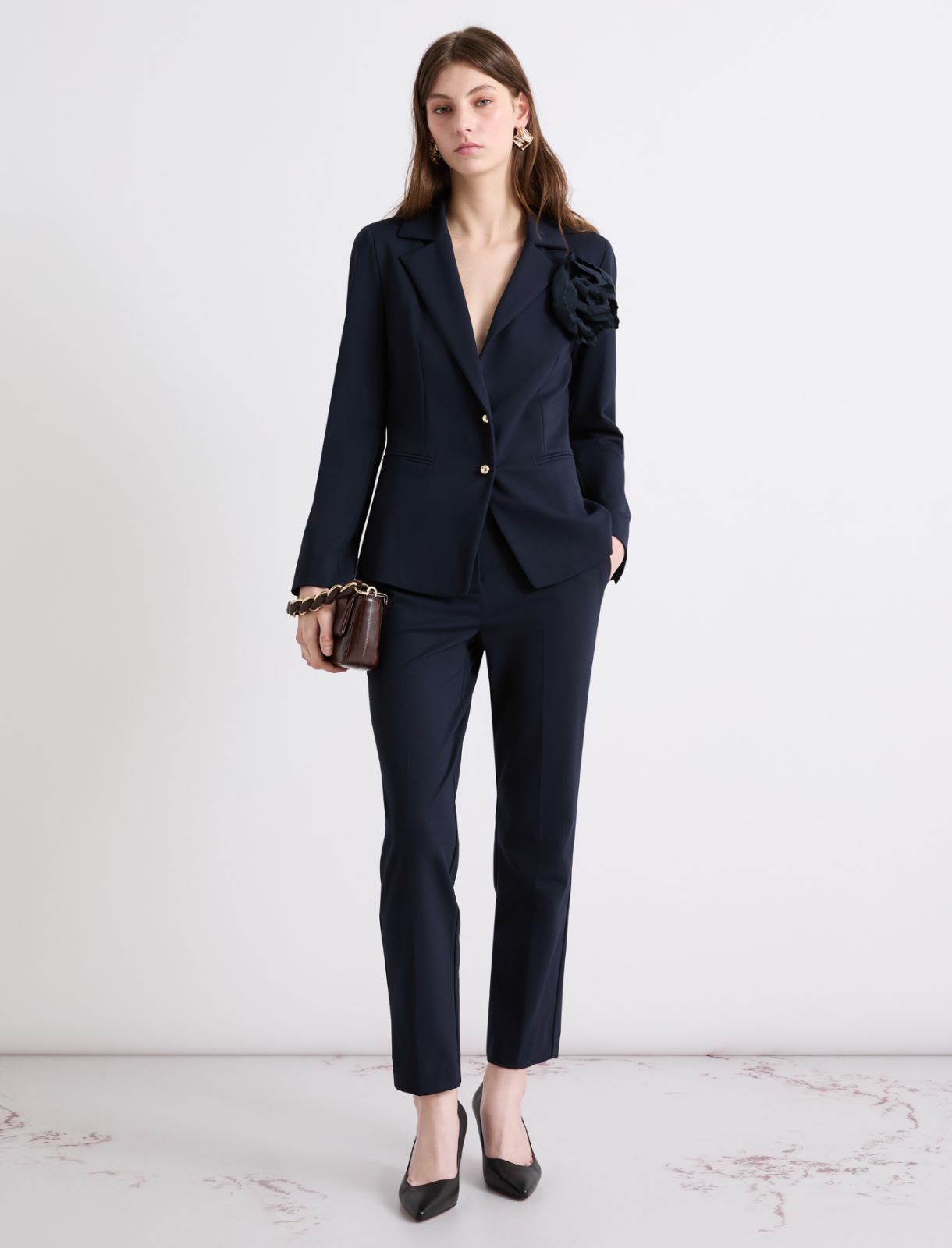 Jersey chino trousers - NAVY - Marella - 2