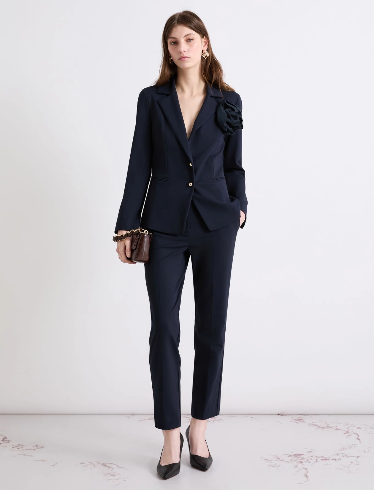 Jersey chino trousers - NAVY - Marella - 2