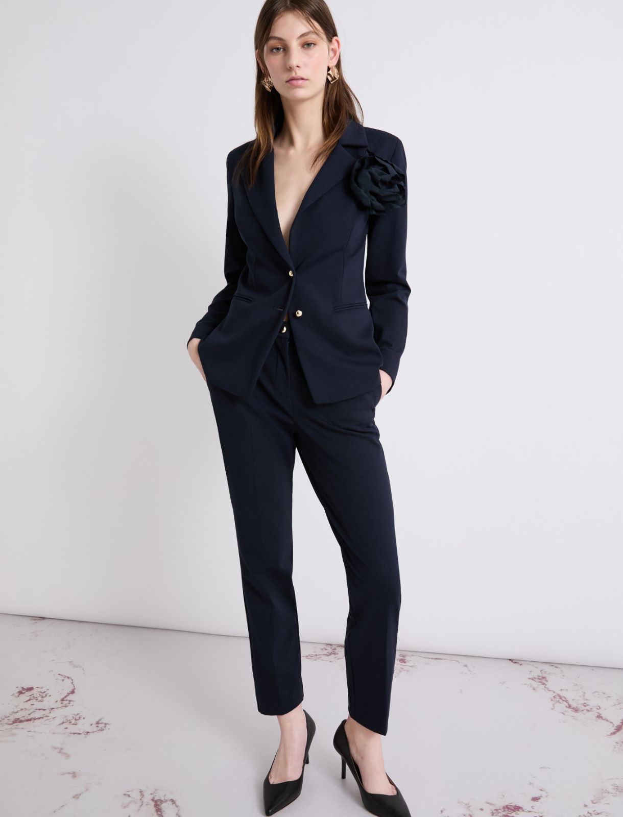 Jersey chino trousers - NAVY - Marella - 4