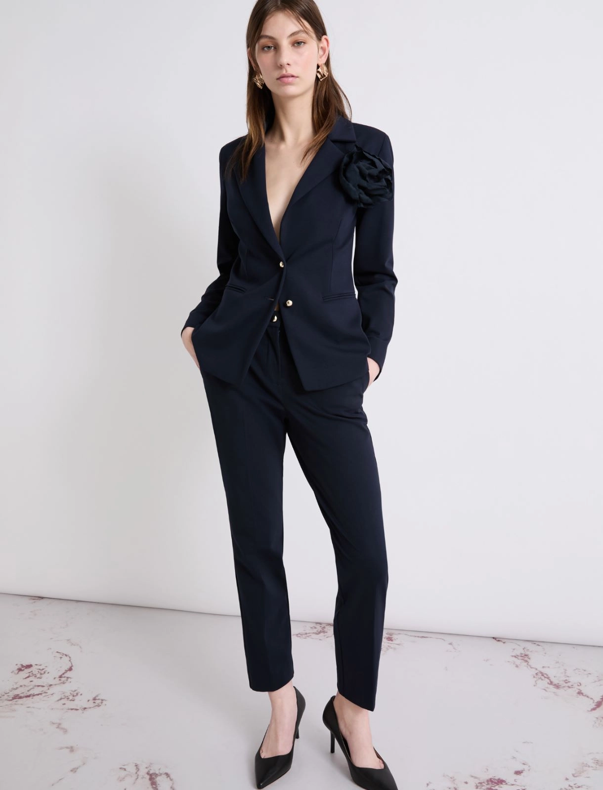Jersey chino trousers - NAVY - Marella - 4