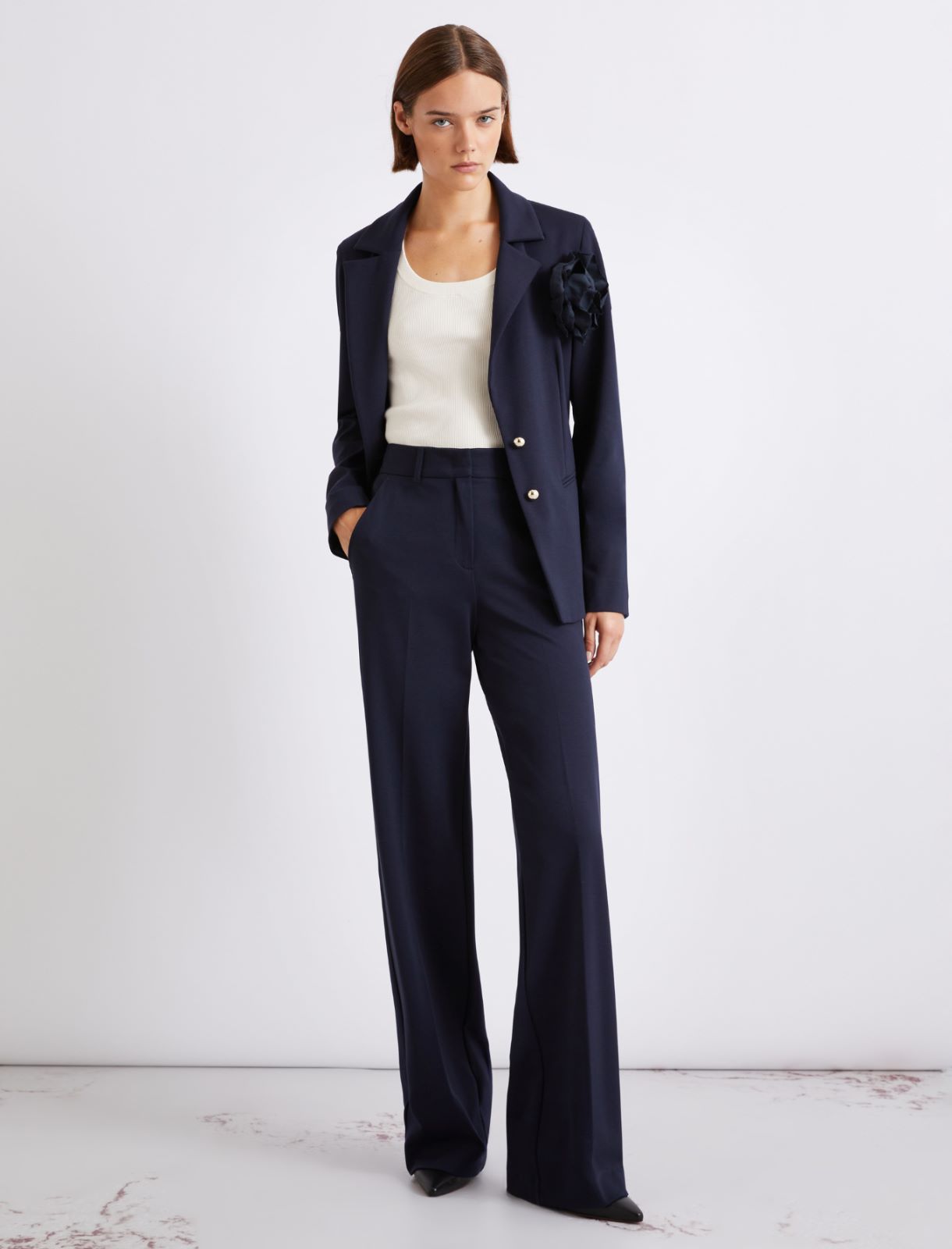 Pantalon slim en jersey - BLEU - Marella - 4