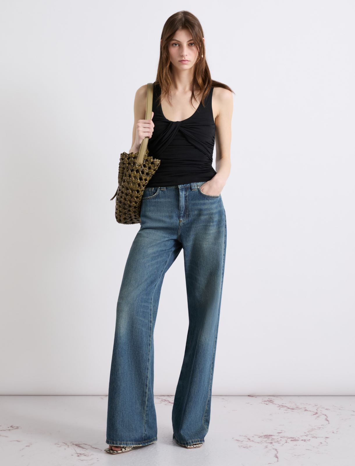 Top z przeplotem - CZARNY - Marella - 2