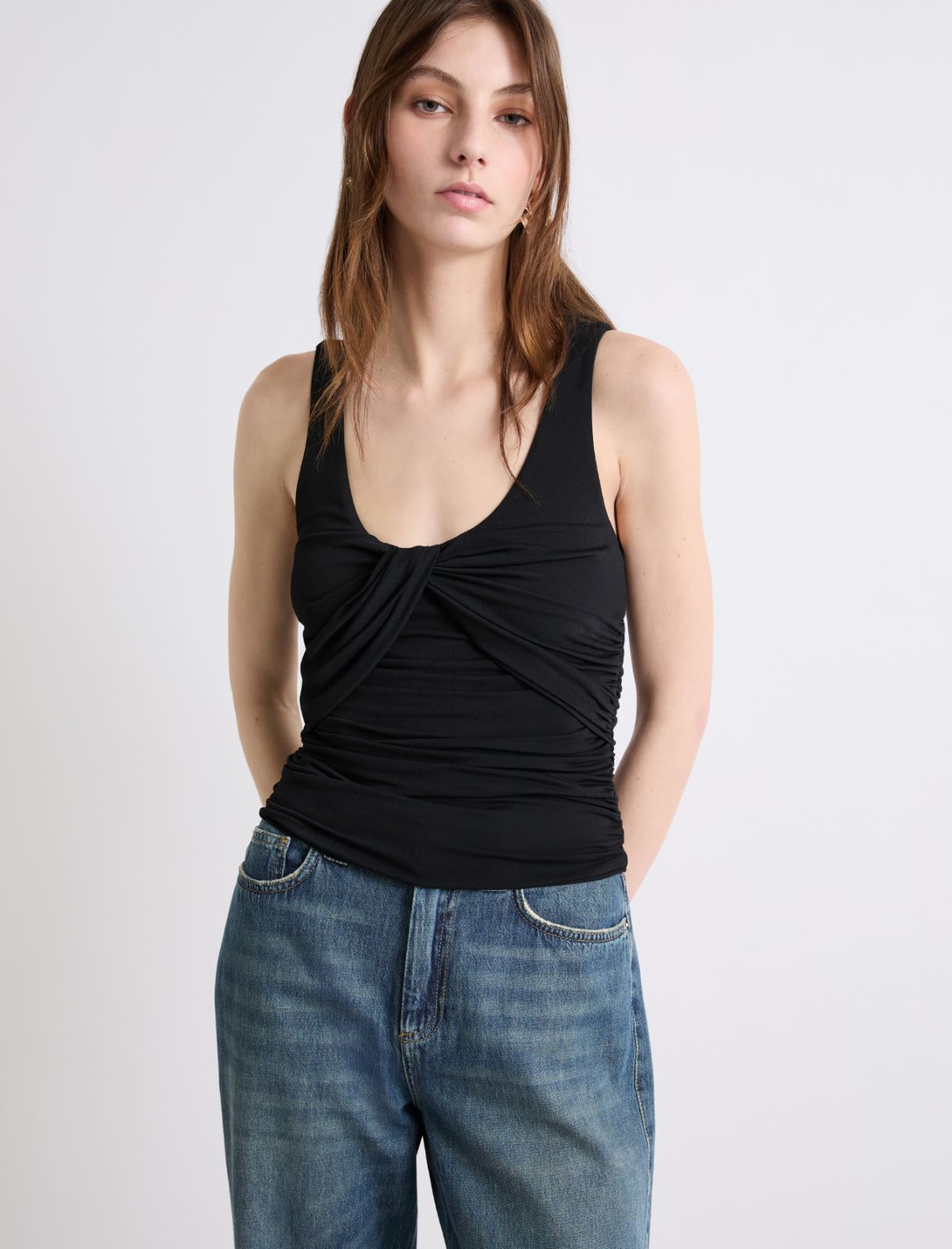 Top z przeplotem - CZARNY - Marella - 4