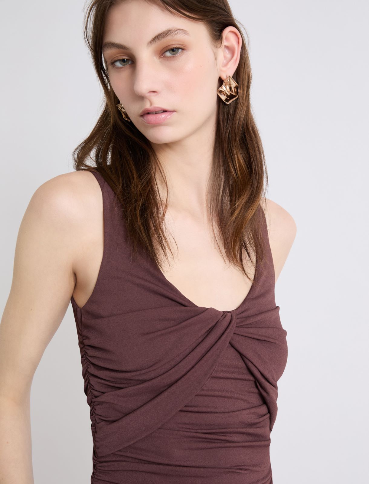 Top z przeplotem - BRĄZOWY - Marella - 5