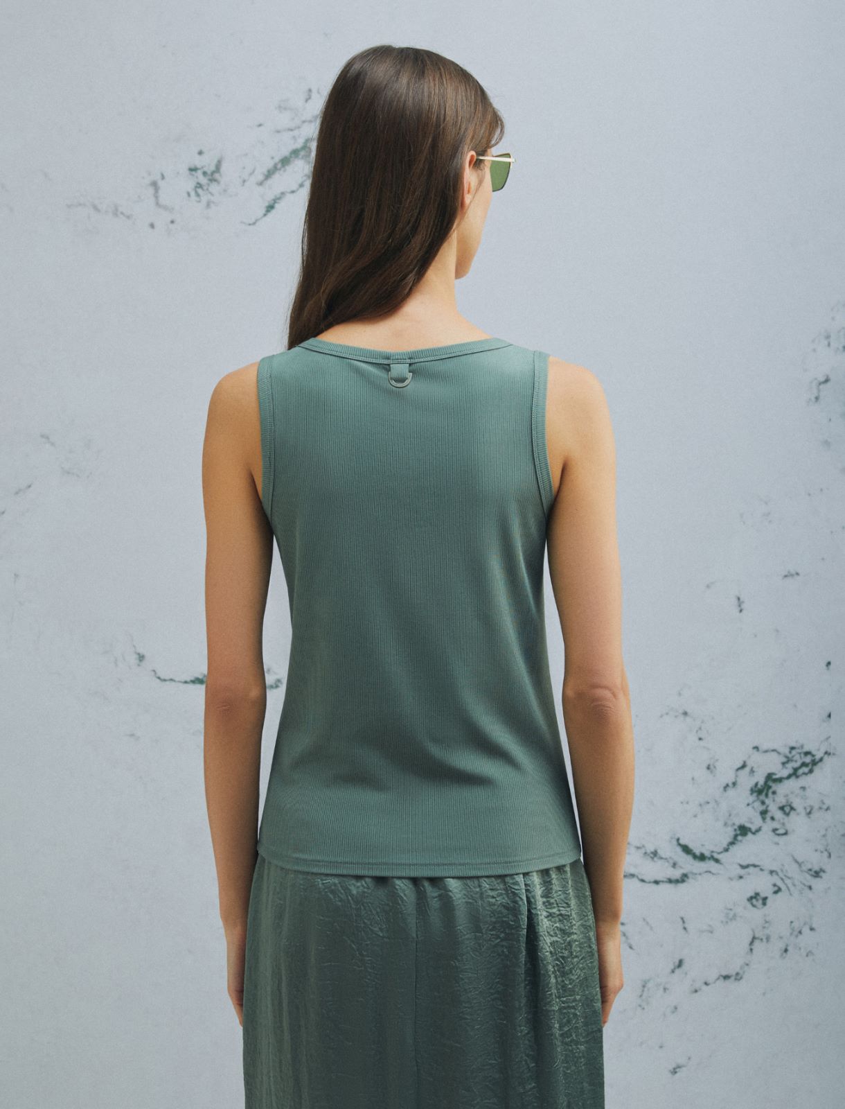 Shiny jersey vest top - GREEN - Marella - 3