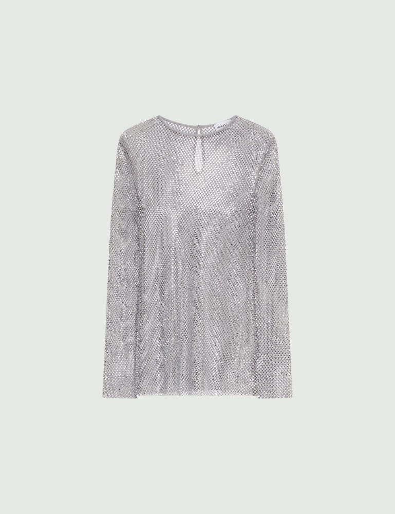 Rhinestone mesh T-shirt - Marella