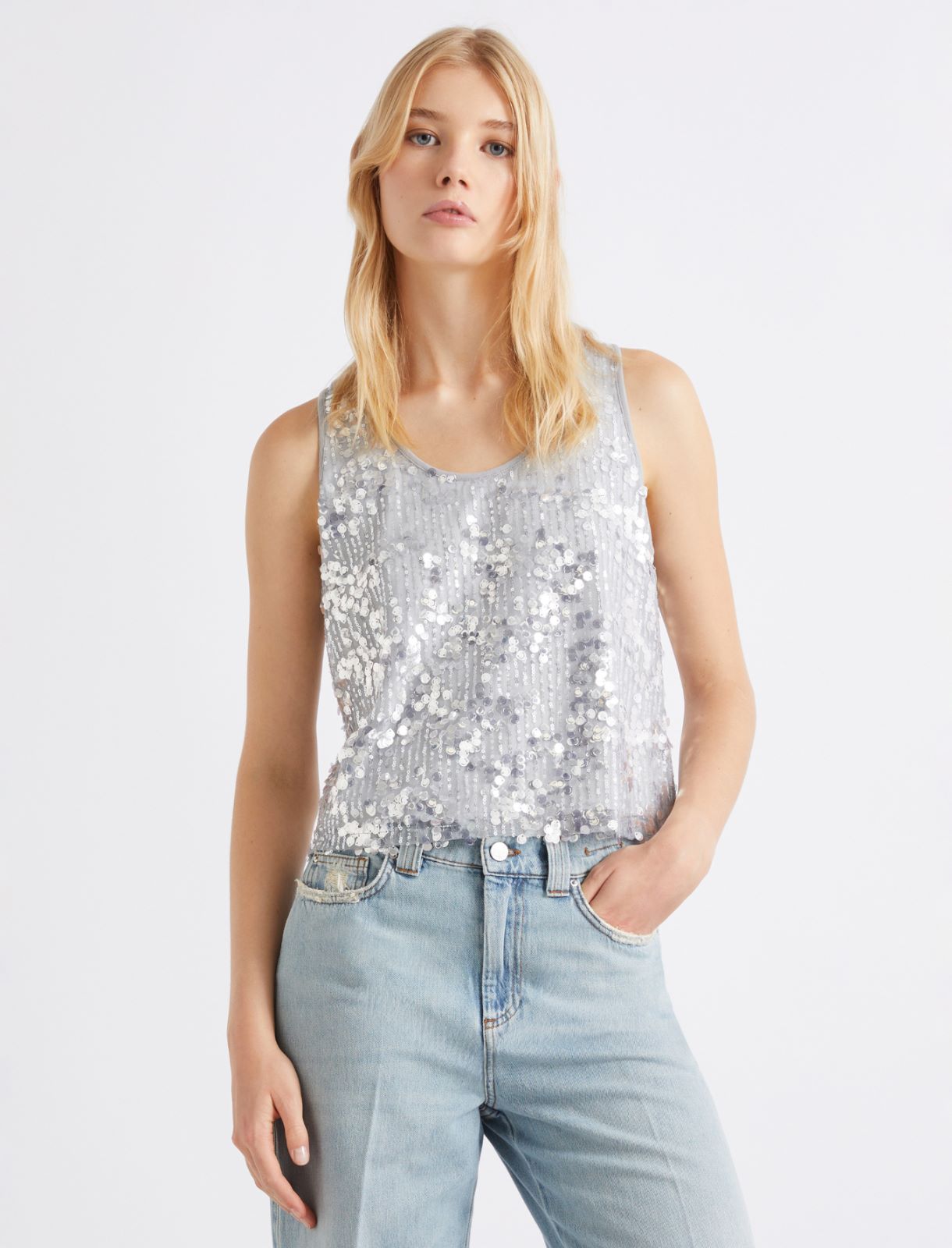 Sequin top - GREY - Marella - 5