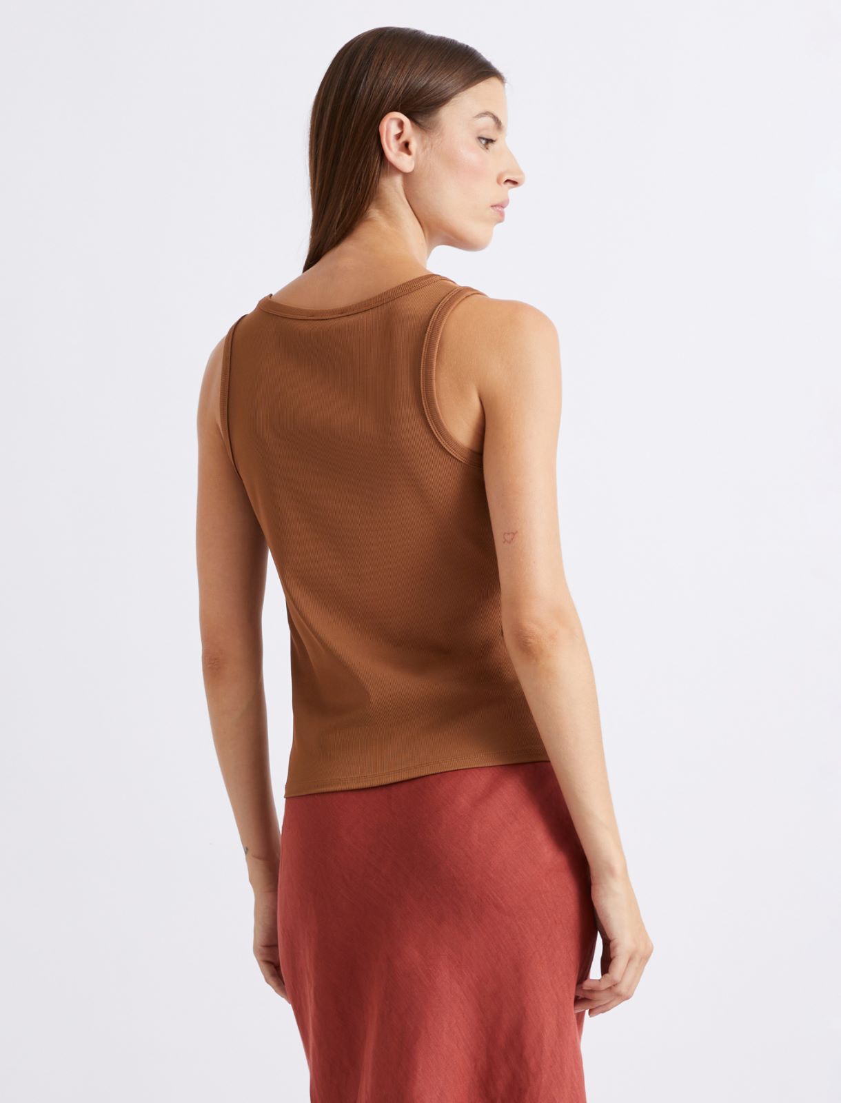 Rib-knit jersey top - TOBACCO BROWN - Marella - 3