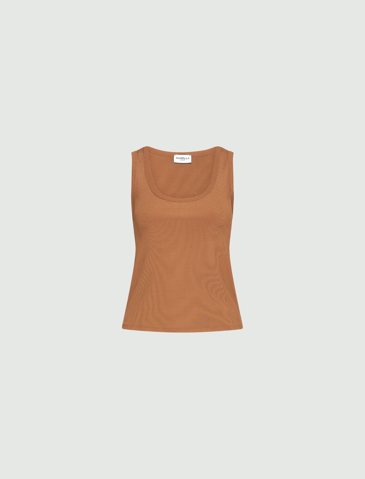 Rib-knit jersey top - TOBACCO BROWN - Marella