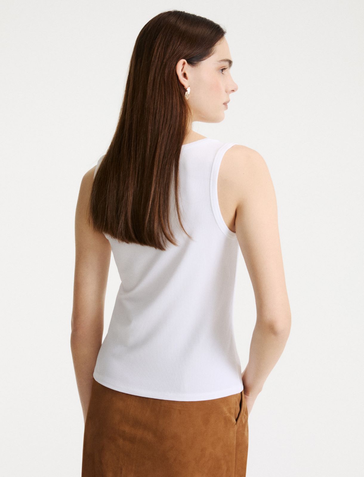 Rib-knit jersey top - WHITE - Marella - 3