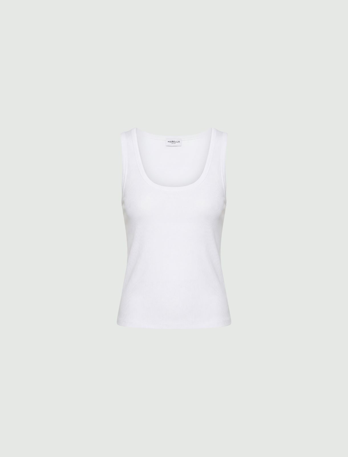 Rib-knit jersey top - WHITE - Marella
