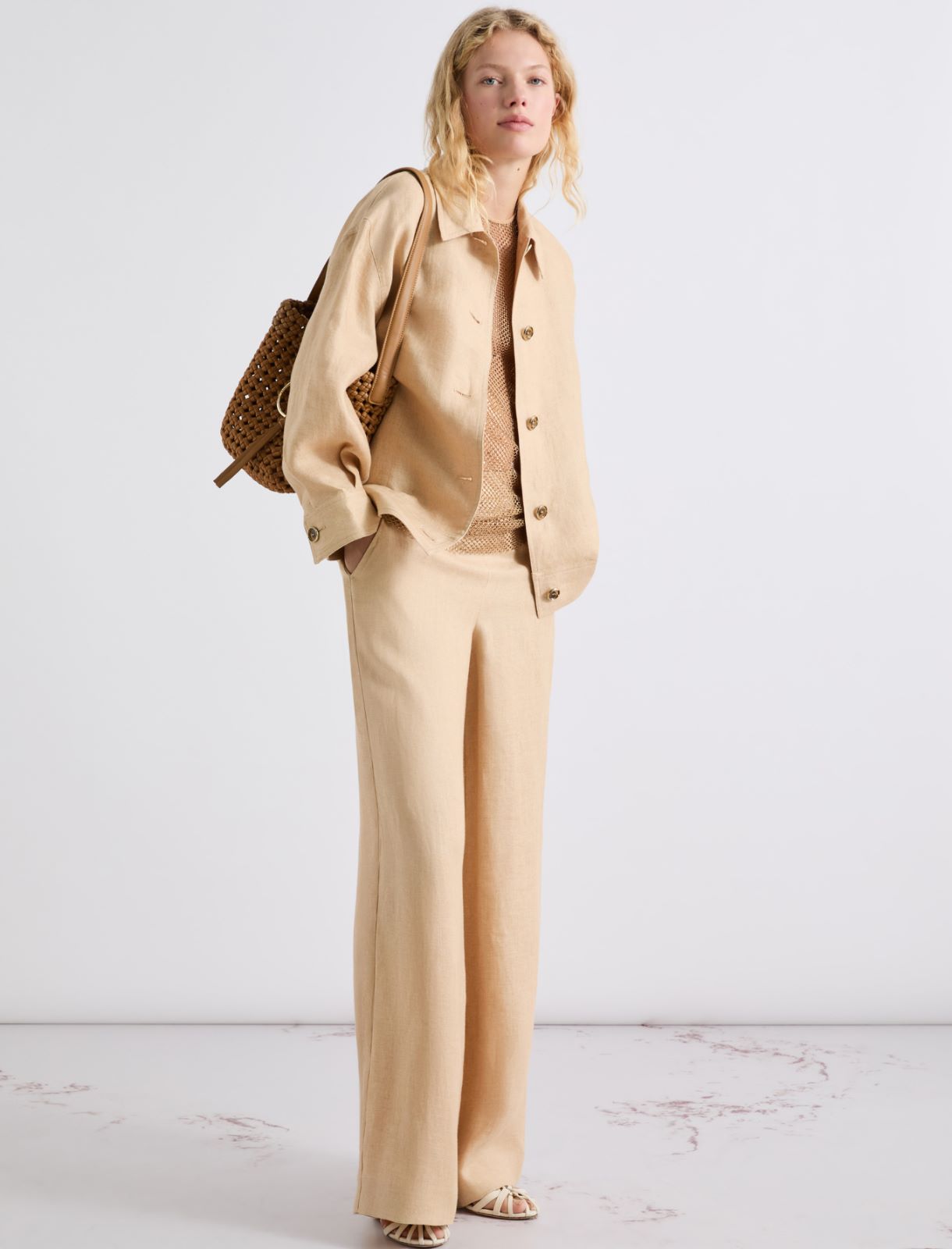 Rhinestone-adorned mesh top - BEIGE - Marella - 2