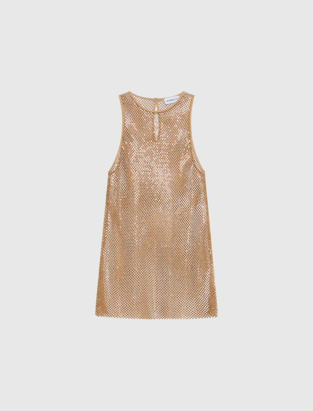 Rhinestone-adorned mesh top - BEIGE - Marella