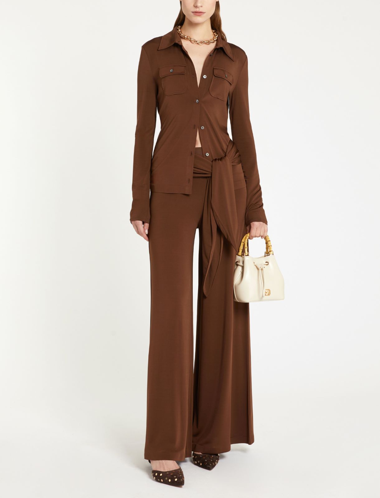 Slim-fit jersey shirt - BROWN - Marella