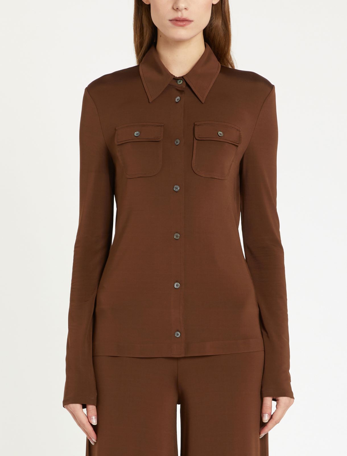 Slim-fit jersey shirt - BROWN - Marella - 3