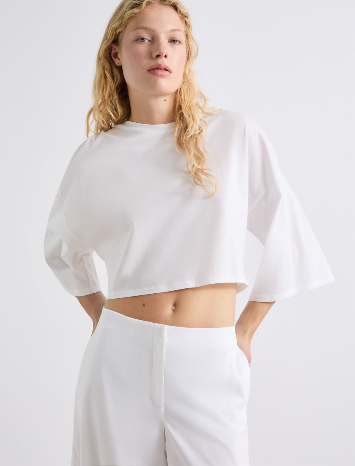 T-shirt en jersey mercerisé - BLANC NEUTRE - Marella - 4