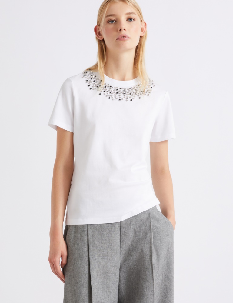 Bejewelled-detail T-shirt - Marella