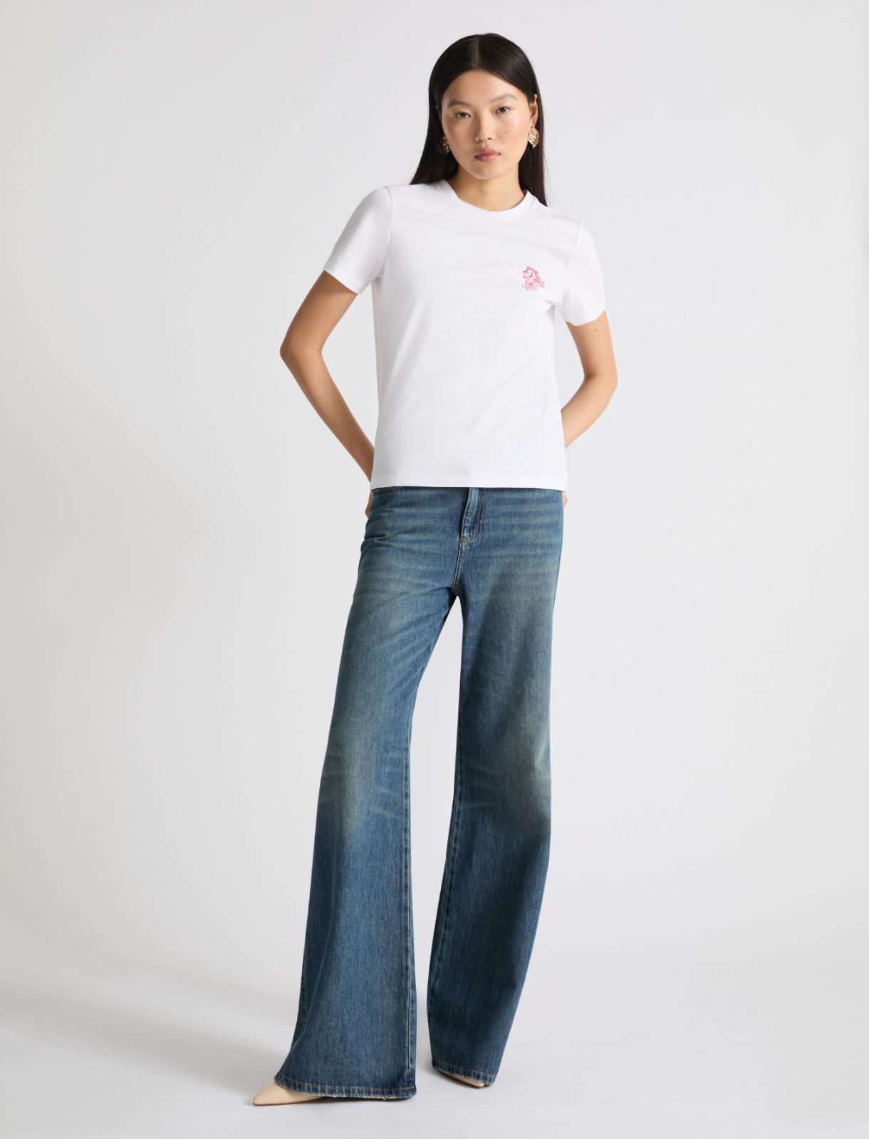 Embroidered pure cotton T-shirt - OPTICAL WHITE - Marella - 2