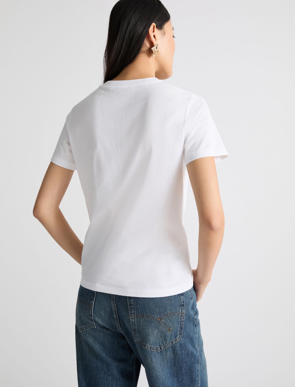 Embroidered pure cotton T-shirt - OPTICAL WHITE - Marella - 3