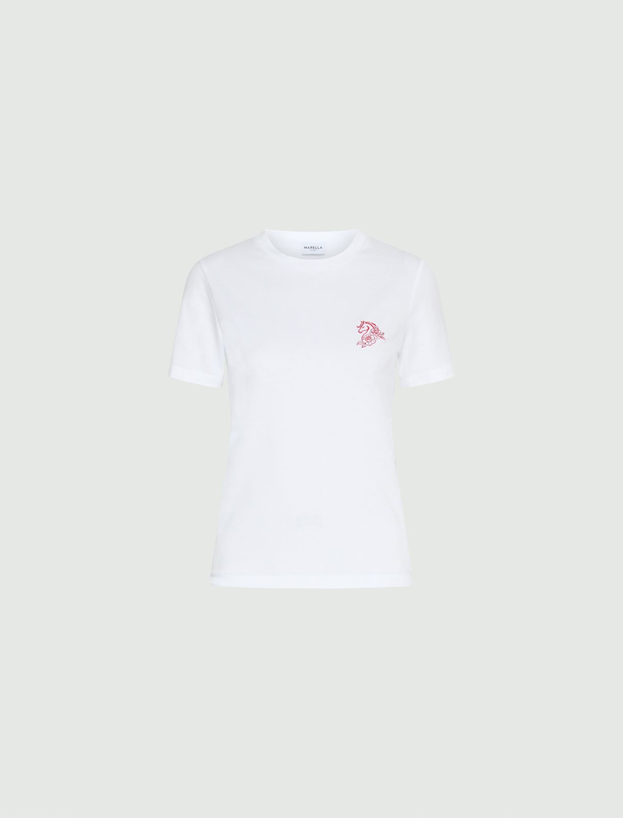 Embroidered pure cotton T-shirt - OPTICAL WHITE - Marella