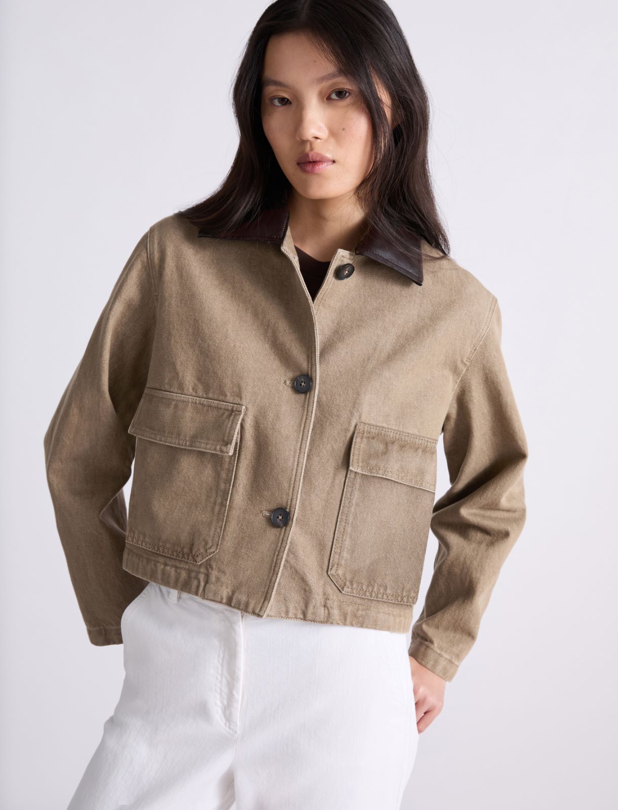 Veste courte en coton - BEIGE - Marella - 4