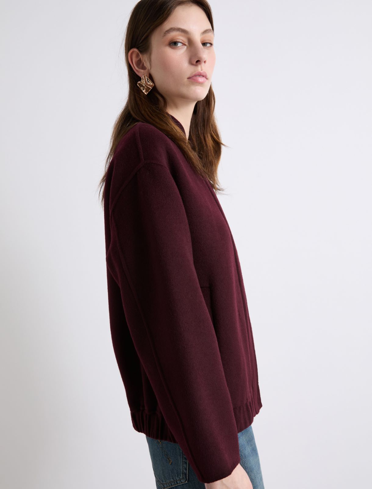 Wool-blend bomber jacket - BORDEAUX - Marella - 5