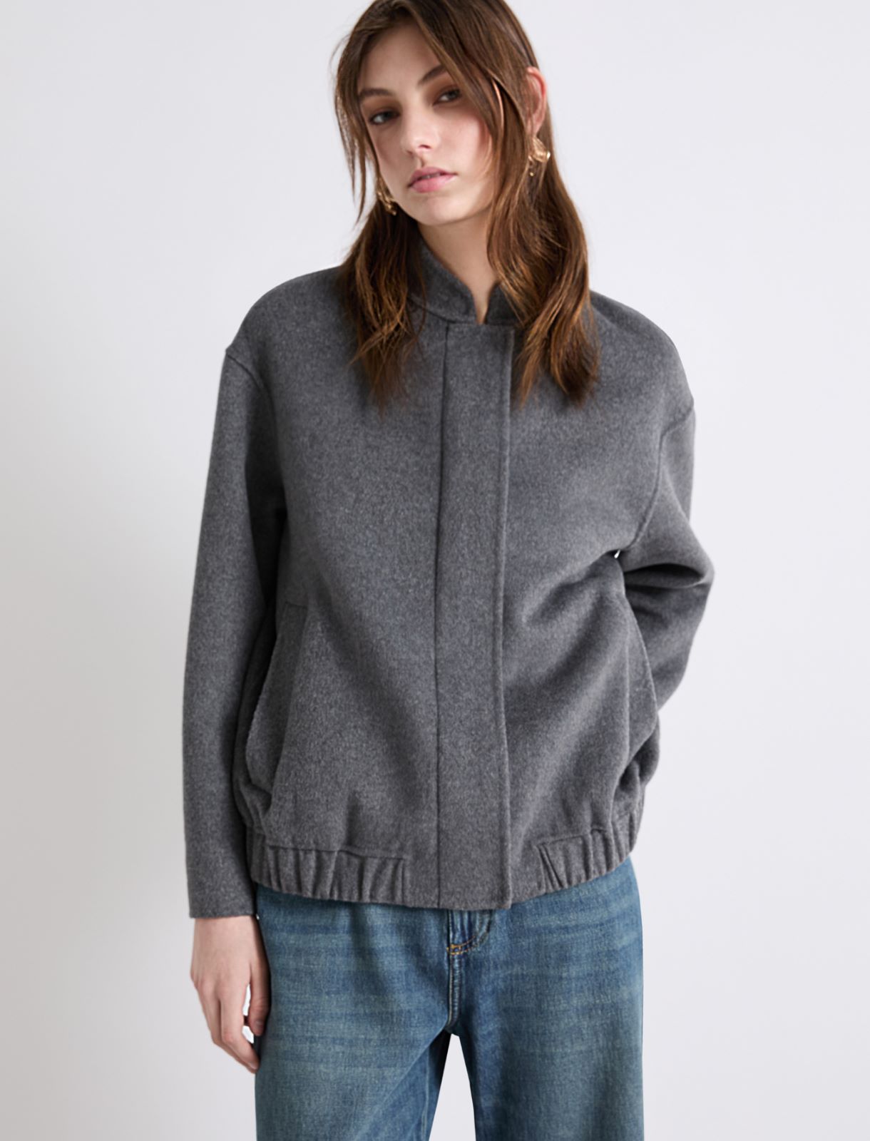Wool-blend bomber jacket - MEDIUM GREY - Marella - 4