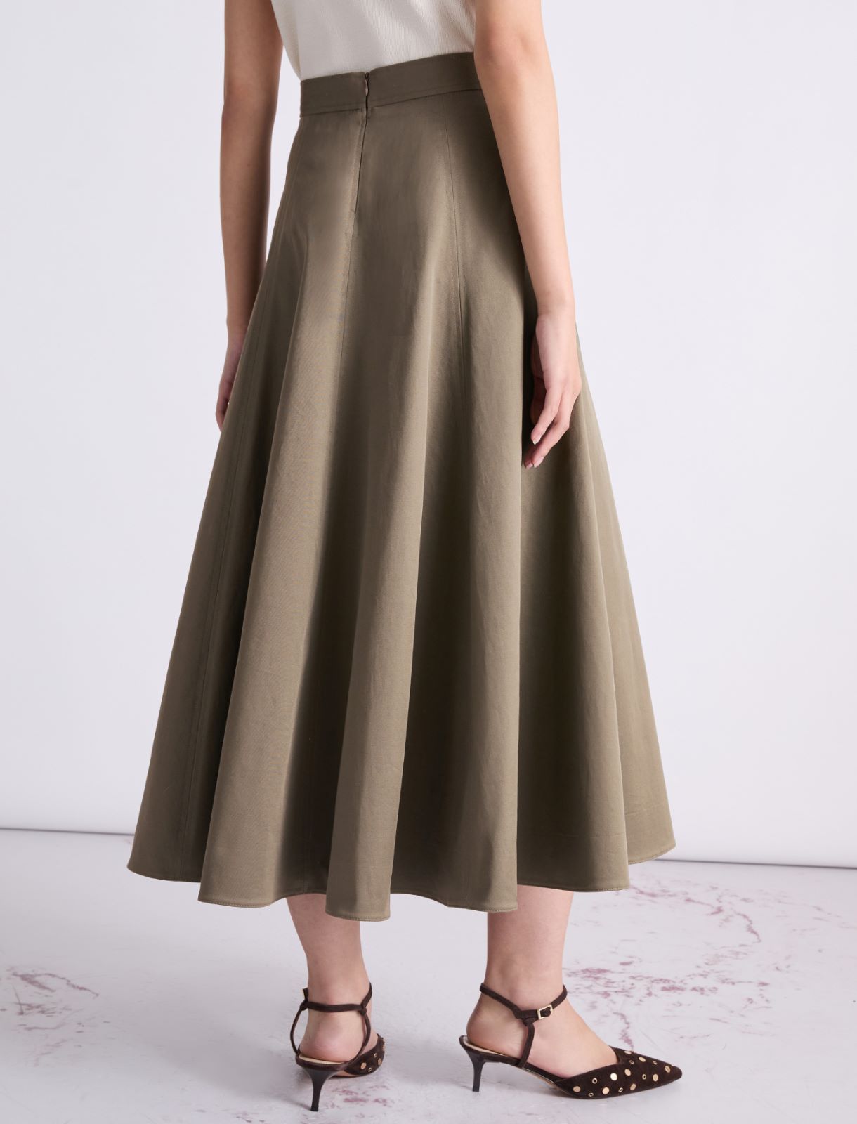 Jupe patineuse midi - KAKI - Marella - 3