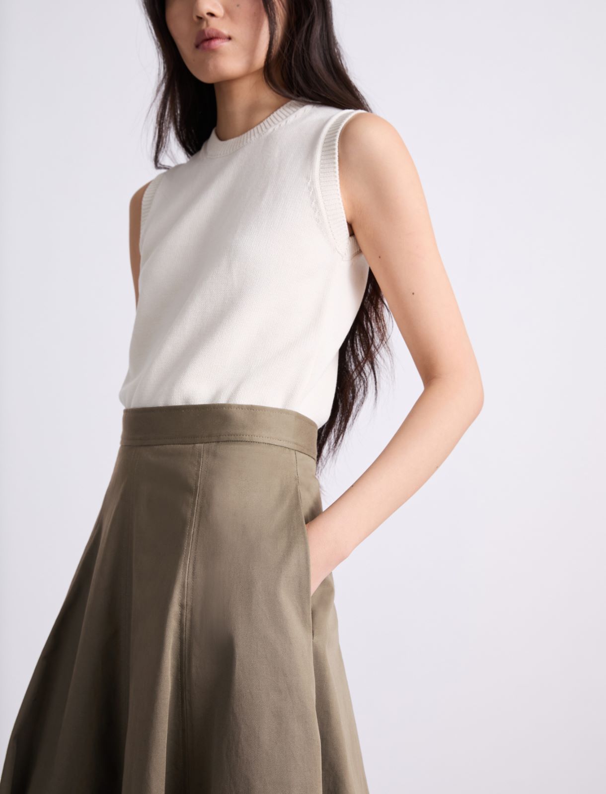 Jupe patineuse midi - KAKI - Marella - 5