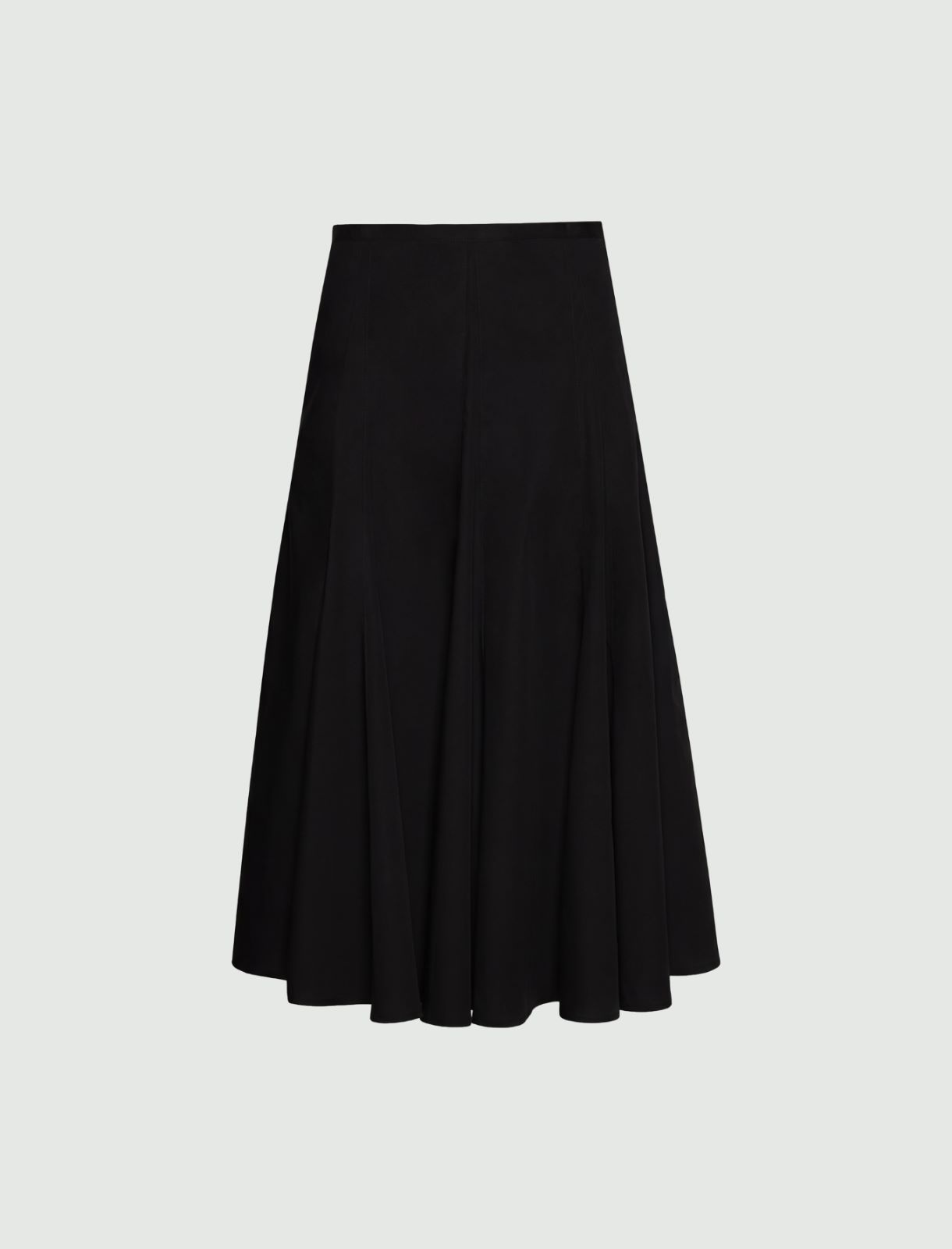 Rozkloszowana popelinowa spódnica - Czarny - Marella