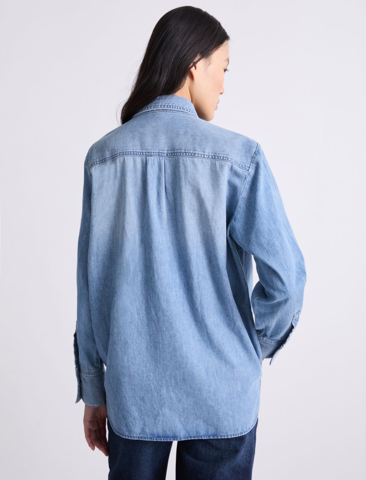 Chemise ruchée en denim - AZURE POUDRE - Marella - 3
