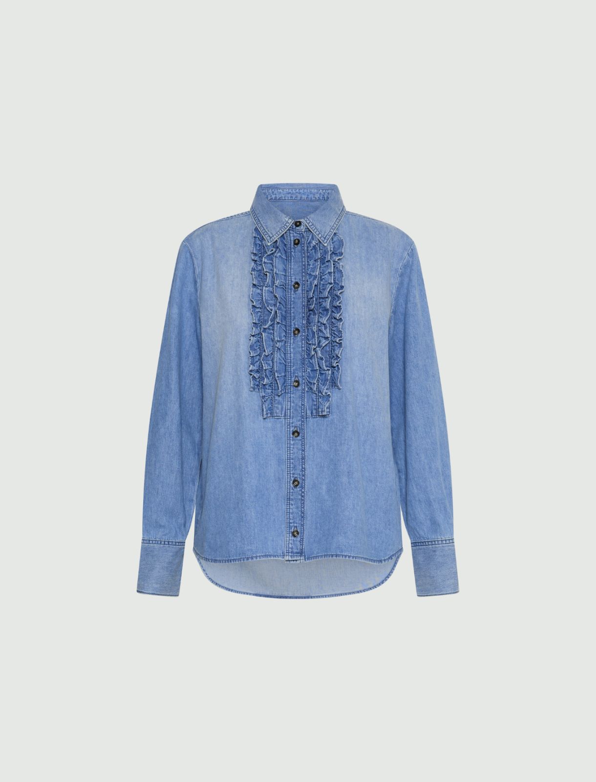Chemise ruchée en denim - AZURE POUDRE - Marella