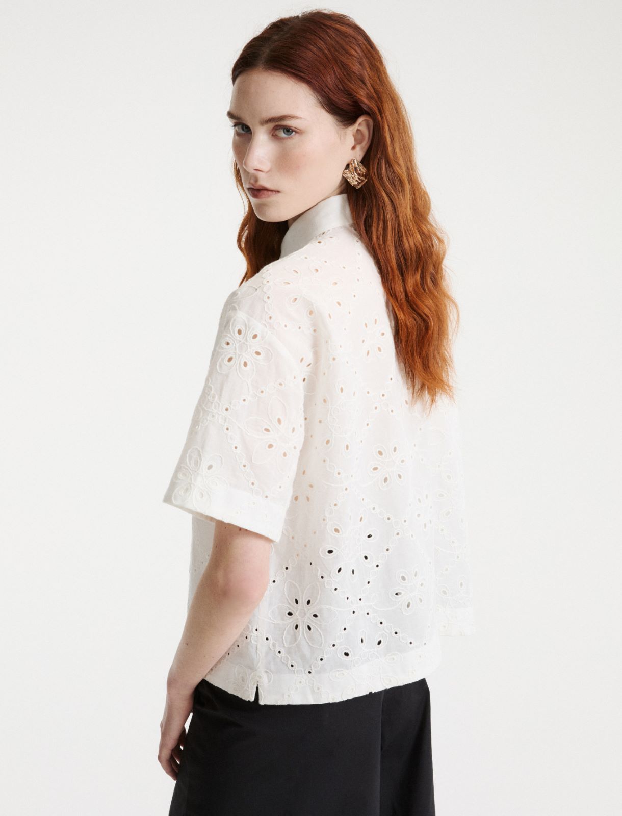 Embroidered muslin boxy shirt - WHITE - Marella - 3