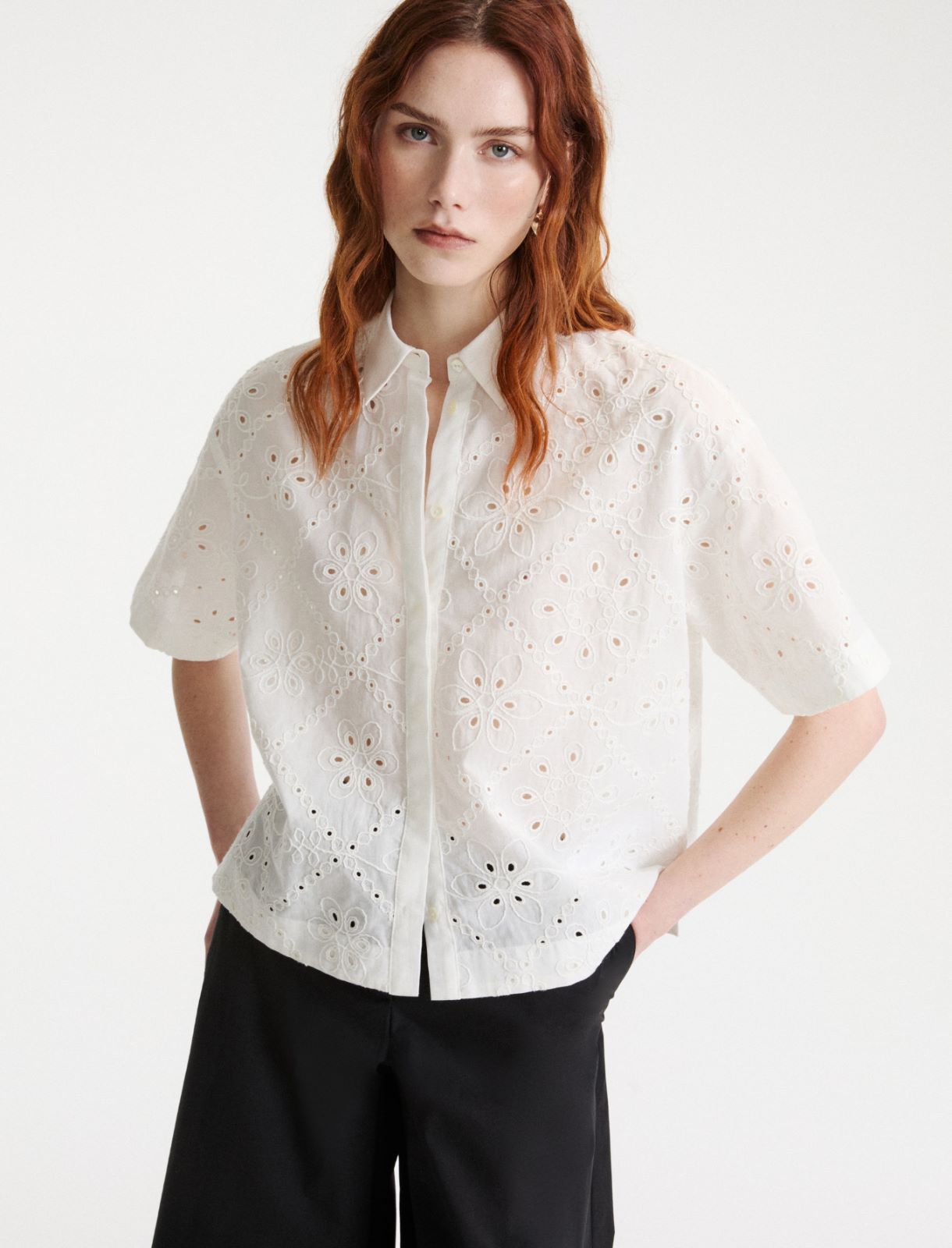 Embroidered muslin boxy shirt - WHITE - Marella - 4