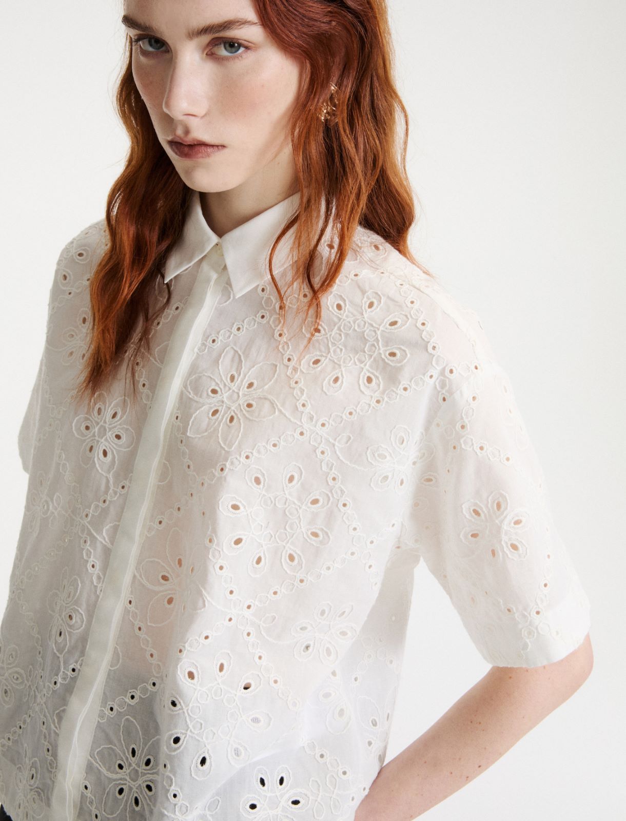 Embroidered muslin boxy shirt - WHITE - Marella - 5