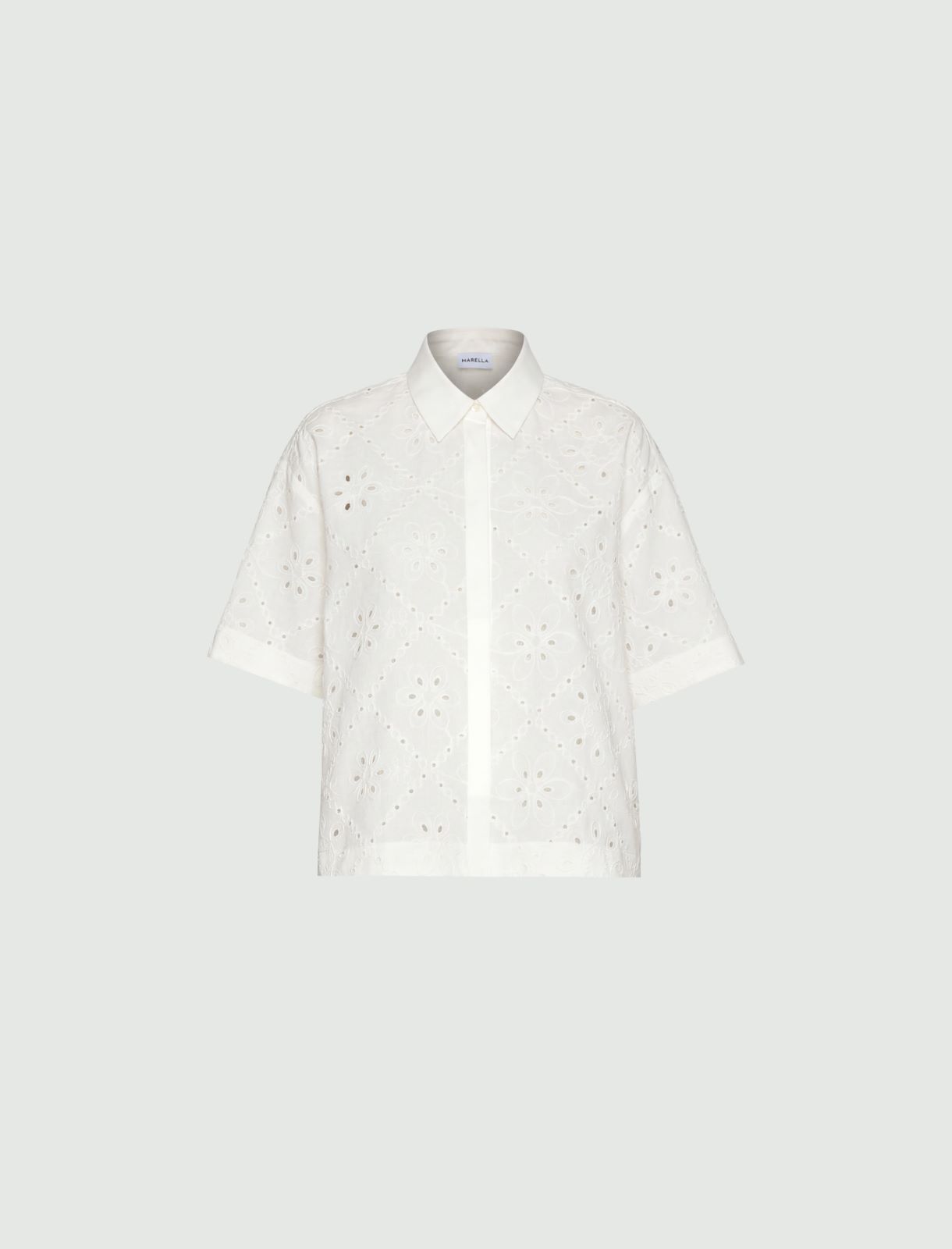 Embroidered muslin boxy shirt - WHITE - Marella