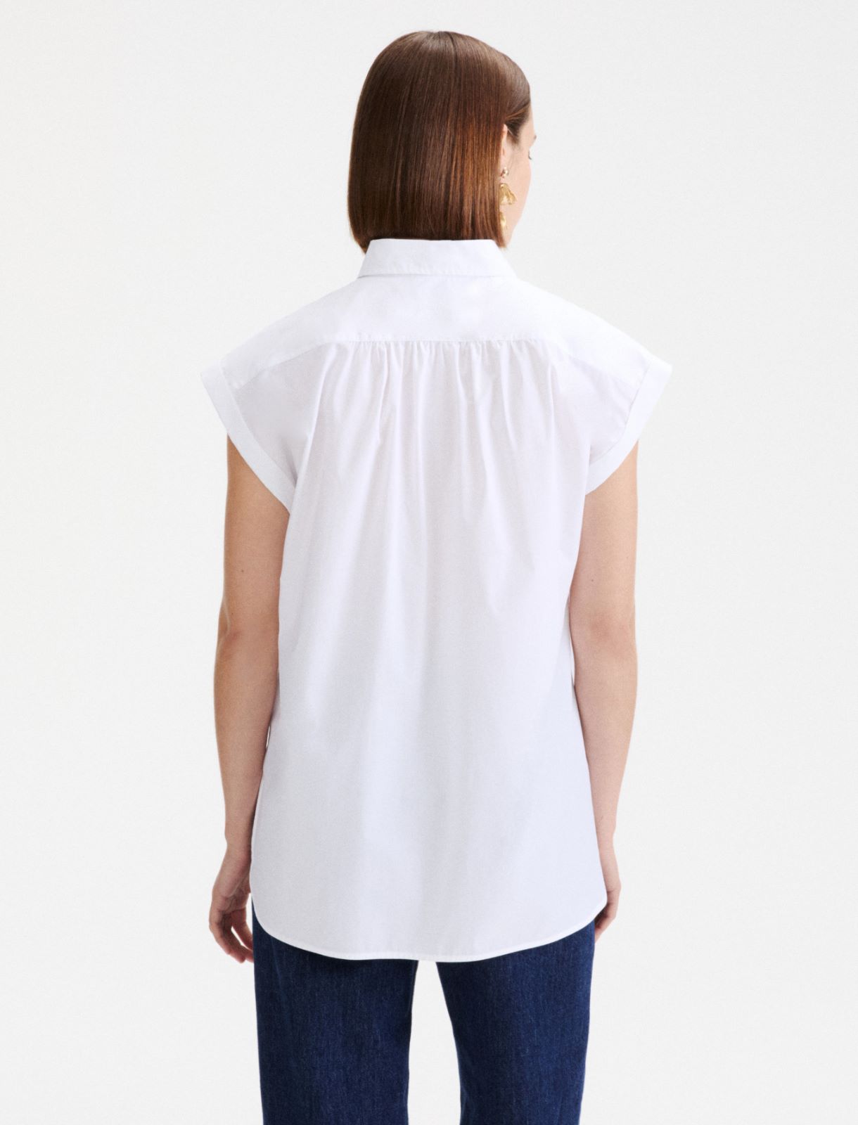 Ärmellose Hemdbluse aus Popeline - WEISS - Marella - 3